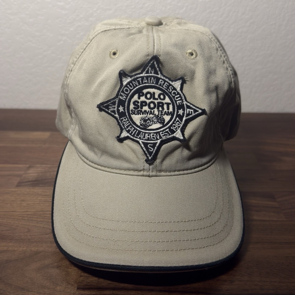 Rare VTG Polo Ralph Lauren Sport Survival Team Mountain Rescue Strapback Hat O/S
